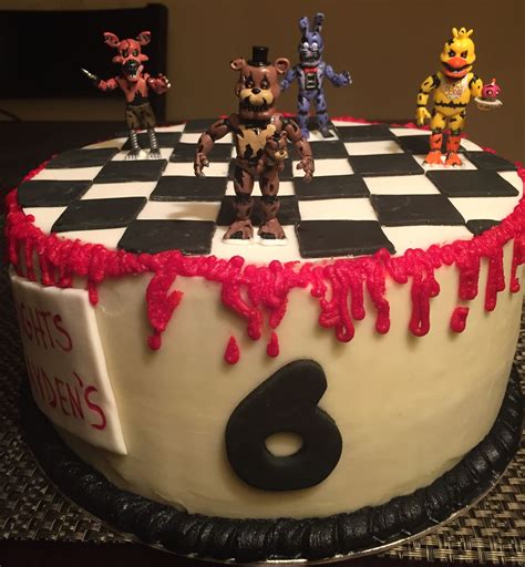 Five Nights At Freddys Theme Bday Cake Vanilla Cake Wnutella Filling