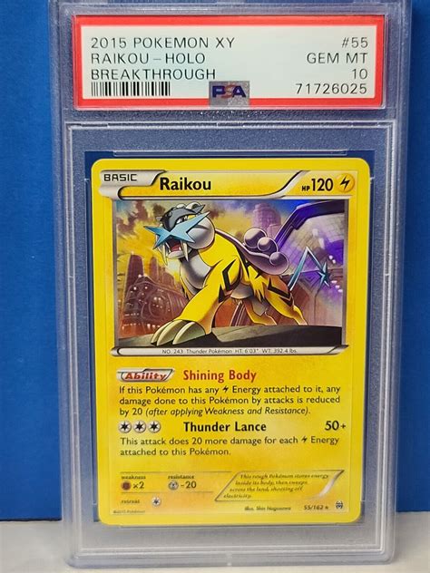 Raikou 2015 XY BREAKthrough 55 162 Holo PSA 10 Price Guide Sports