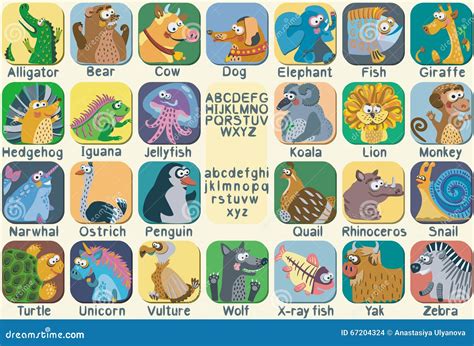 Vector Color Zoo Alphabet With Cute Animals Stock Vector