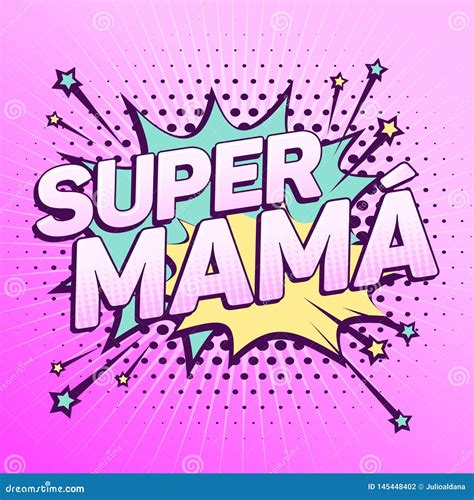 Super Mama Happy Mothers Day Lettering Cartoon Vector