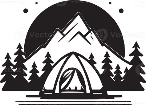 Hand Drawn Vintage Mountain Logo In Flat Line Art Style 24786927 Png