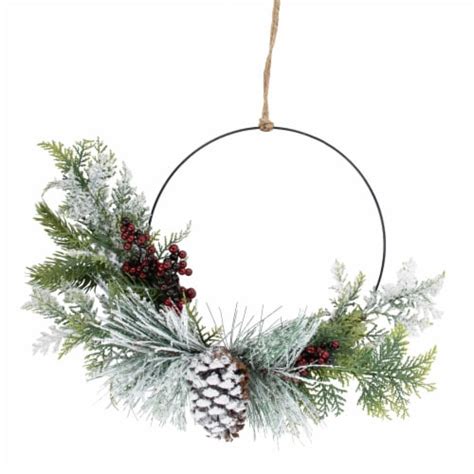 Northlight Frosted Mixed Foliage With Berries And Pinecone Artificial