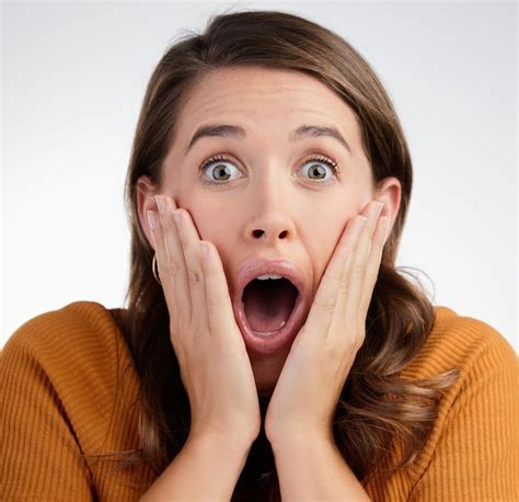 Premium Photo Woman Portrait And Shocked With Bad News Scared Or