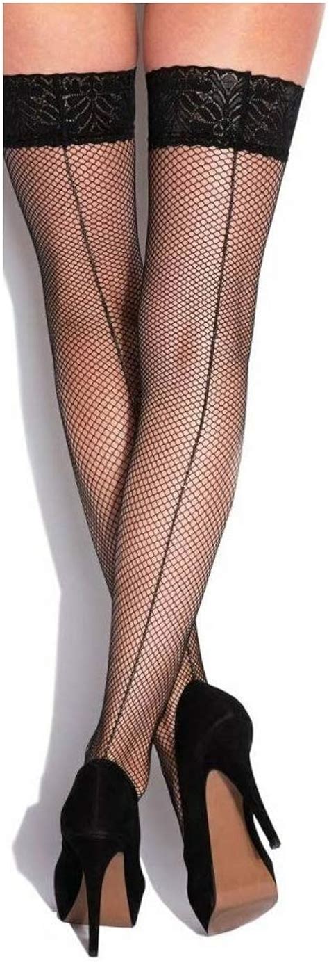 Mytoptrendz® Seamed Stockings With Floral Band Fishnet Thigh High For