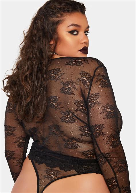 Plus Size Sheer Floral Lace Cardigan And Thong Set Black Dolls Kill