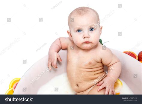 Cute Naked Infant Milk Bath Citrus Stock Photo Shutterstock