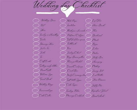 Wedding Day Checklist - Etsy