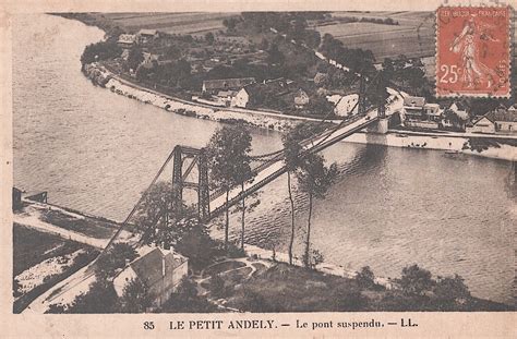 Les Andelys Petit Andely Le Pont Suspendu Carte Postale Ancienne