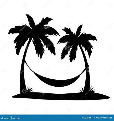 Coconut Tree Silhouette Summer Sunset Sea Design Stock Illustration