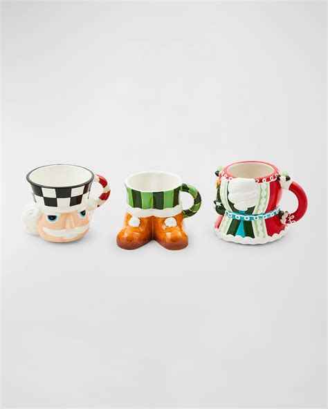 Mackenzie Childs Bake Shop Nutcracker Stacking Mugs Set Of 3 Horchow