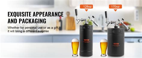 VEVOR VEVOR Beer Growler Tap System 170Oz 5L Mini Keg 304 Stainless