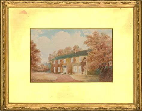 Mid 20th Century Watercolour Country House Kunst Grafik Poster