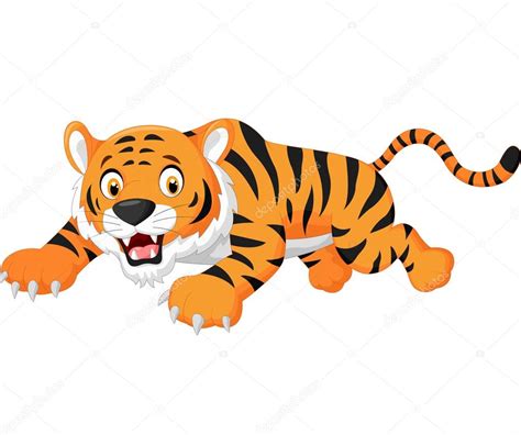 Tigre Dos Desenhos Animados Pulando Imagem Vetorial De Tigatelu