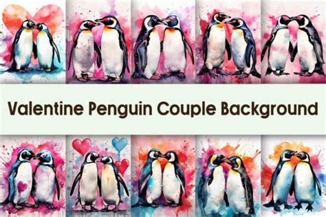 Valentine Penguin Couple Background Graphic by Pamilah · Creative Fabrica