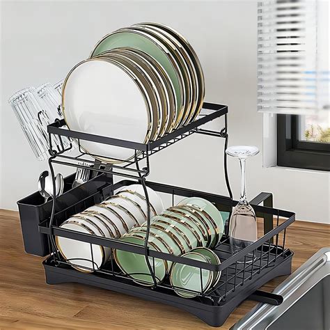 Buy Yalixuan 2 Tier Dish Drainer Rack With Drip Tray Detachable Dish