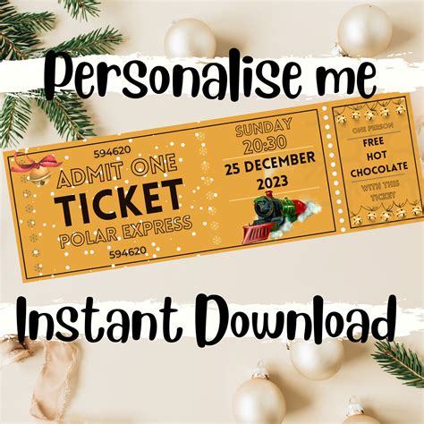 Personalised Polar Express Train Ticket Print At Home Train Ticket