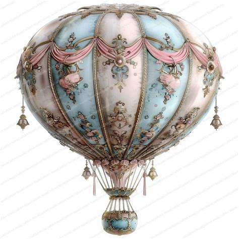 16 Victorian Hot Air Balloon Graphics Pack Printable Watercolor Clipart High Quality Jpgs