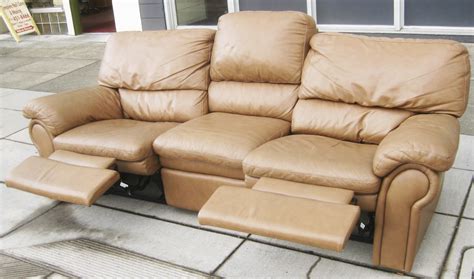 UHURU FURNITURE & COLLECTIBLES: SOLD - Leather Sofa with Recliners on ...