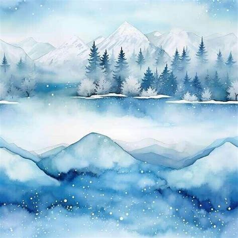 Baixe Pinturas Em Aquarela De Paisagens Nevadas Rvores E Montanhas