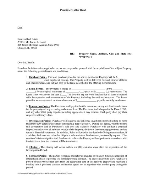 Commercial Real Estate Letter Of Intent Template Samples Letter