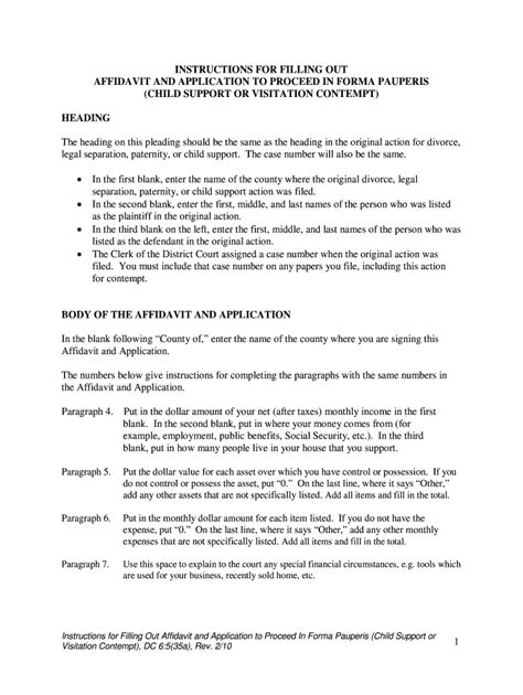 Fillable Online Supremecourt Ne Instructions For Filling Out Affidavit