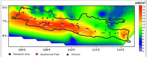 Heat Flow Anomaly Map Of Java Research Areas Pgy Paguyangan