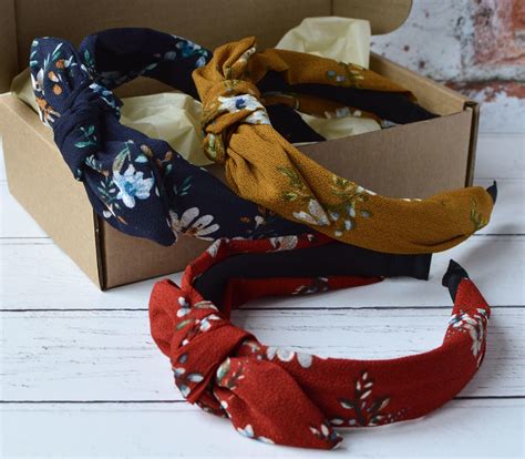 Ashlyn Bow Headband Women Top Knot Vintage Floral Rigid Hair Etsy Denmark