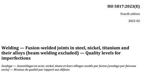 Iso Edizione Difetti Di Saldatura Criteri Di Valutazione