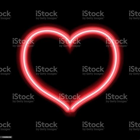 Glowing Neon Heart Design For Valentines Day Stock Illustration