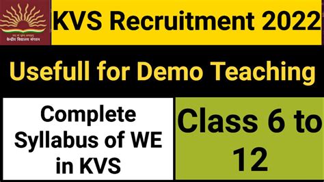 Demo Teaching In KVS Complete Syllabus Of Work Education WE In KVS