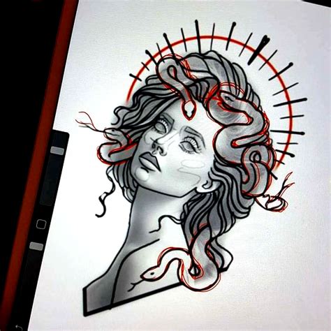 Demonic Medusa Tattoo Stencil Printable Calendars AT A GLANCE