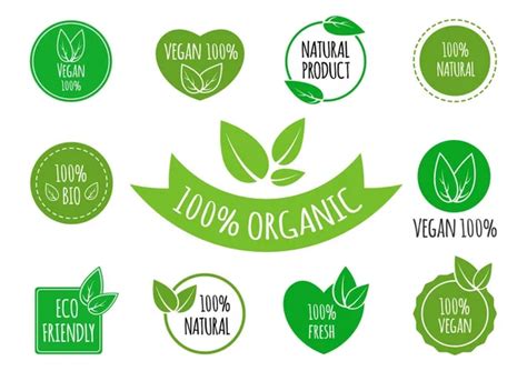 Eco Bio Organic Vegan Signs Vector Label Lettering Ecological Vegetarian Organic Concepts