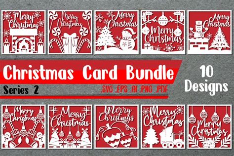 BUNDLE Christmas Card 2 Svg Eps Ai Png Pdf