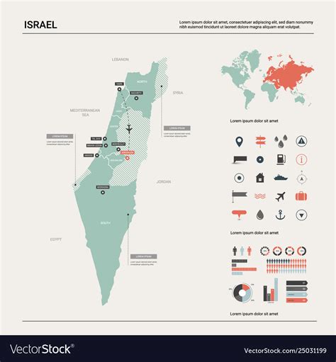 Map israel high detailed country map with Vector Image