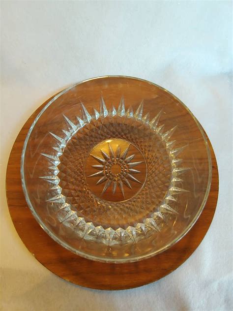 Vintage Arcoroc France Cut Crystal Bowl Starburst 9 Inch Serving Bowl Hostess T Wedding