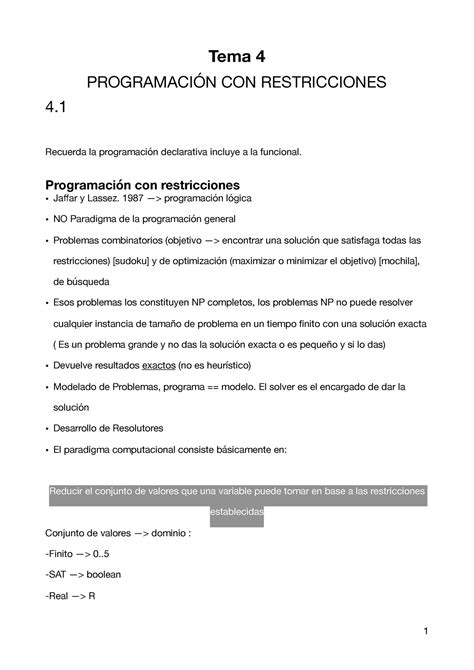 Apuntes M Dulo Tema Programaci N Con Restricciones Recuerda La