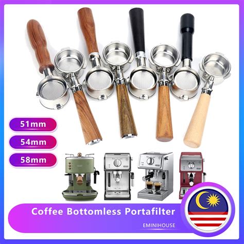 Espresso Coffee Machine Naked Portafilter Stainless Steel Wood Handle