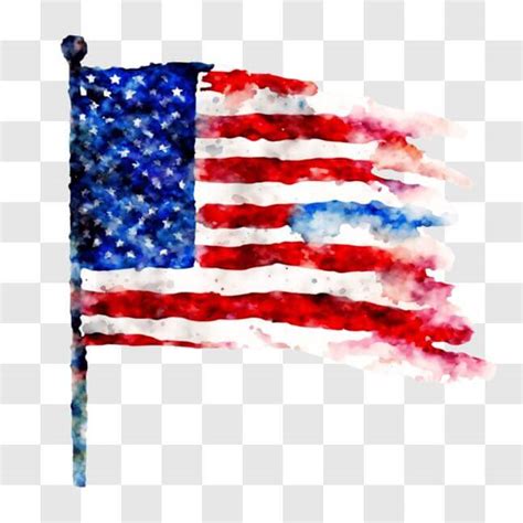 Download Waving American Flag Watercolor Painting PNG Online - Creative ...