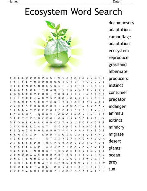 Ecosystems Word Search