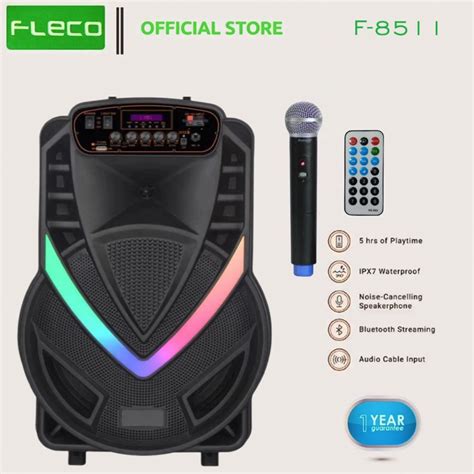 Jual Fleco F Led Speaker Bluetooth Karaoke Full Bass Free Mic