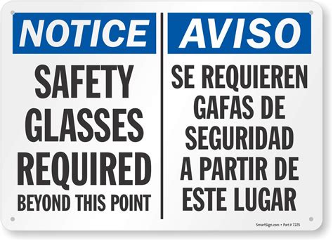 Smartsign Se Al Biling E Con Texto En Ingl S Notice Safety Glasses