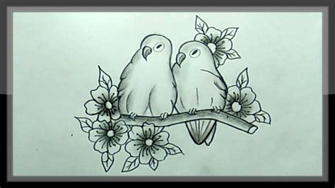 Pencil Sketch Love Birds Drawing Easy Pencil