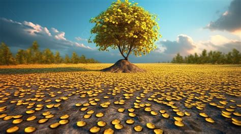 Money Tree With Gold Coins Falling A 3d Rendering Of Investment Concept