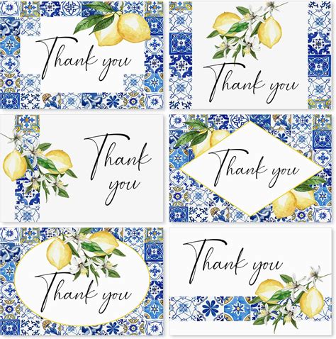 Amazon Anydesign Pack Lemon Thank You Cards Bulk Vintage Blue