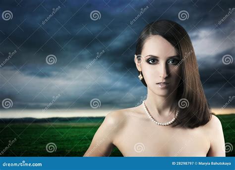 Portrait Of Woman On Dark Background Stock Image Image Of Dark Naked