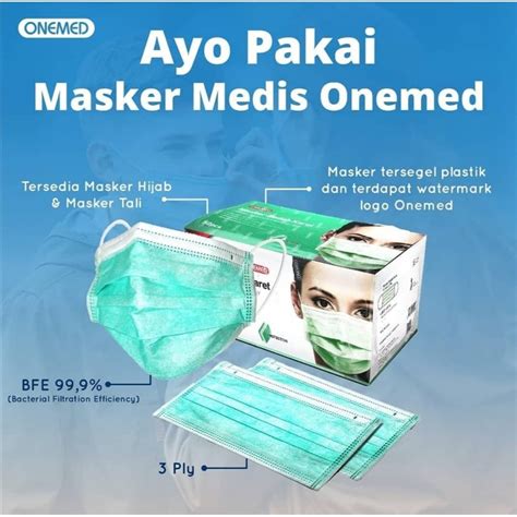 Jual Masker Earloop Onemed Medis Kesehatan Surgical 3 Ply Isi 50 Pcs