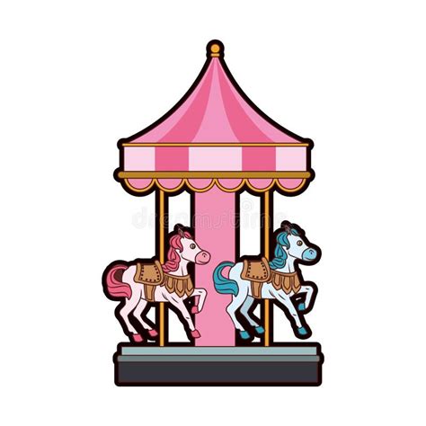 Cute Carousel Horse Isolated Icon Stock Vector Illustration Of