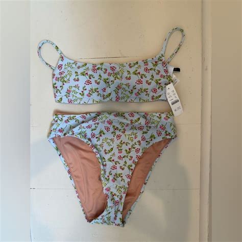 J Crew Swim Jcrew Blue Floral Mid Rise Bikini Nwt Poshmark