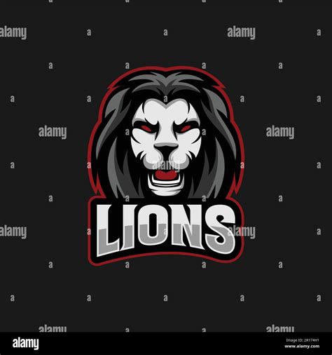 Lion Head With Text Mascot Logo Animals Mascot Esports Logo Vector