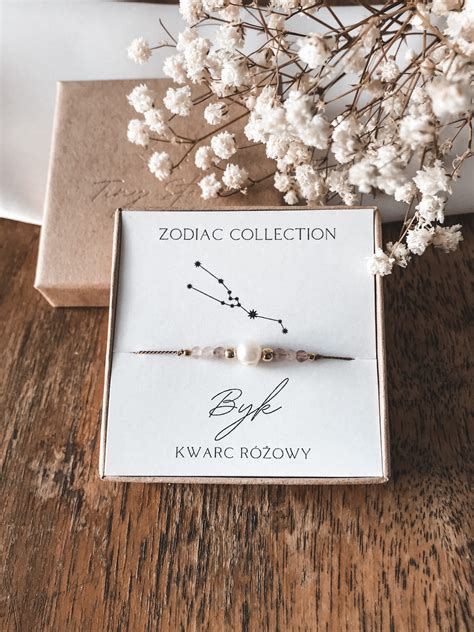 Bransoletka znak zodiaku Byk kwarc różowy Tiny Stone